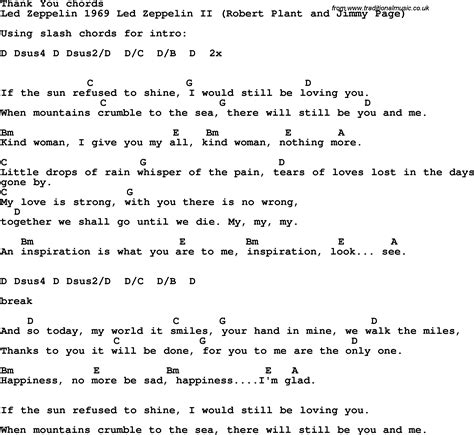 Song Lyrics With Guitar Chords For Thank You Led Zeppelin