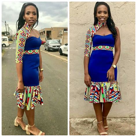 Temiz güvenilir sınırsısız ya siz ? Lady In One Arm Blue Dress With Ndebele Print Mix ...