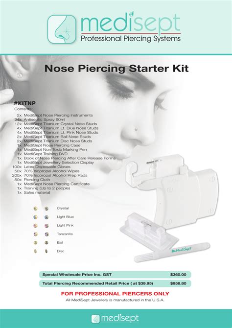 Kits Medisept Nose Piercing Kit Australian Piercing Systems Aps