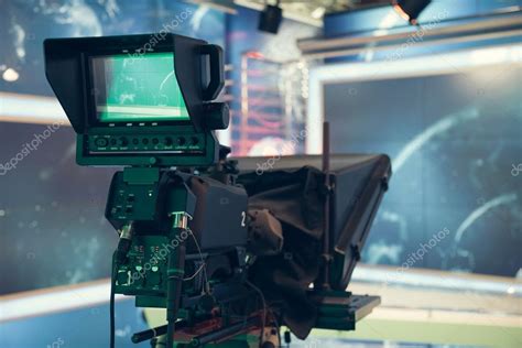 Television Studio With Camera And Lights Recording Tv