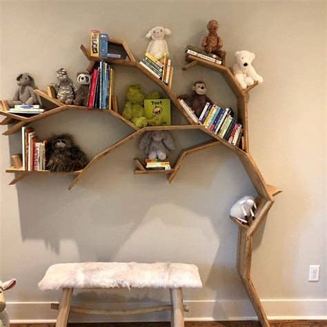 Ein kinderregal eignet sich für viele wohnräume. Die Eiche Zweig Regal | Baum Bücherregal | Wand-Feature en ...