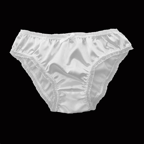 White Satin Frilly Sissy Panties Bikini Knicker Underwear Briefs Size 6 20 Ebay