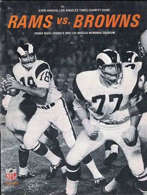 Nfl Program Los Angeles Rams Vs Cleveland Browns August 9 1968