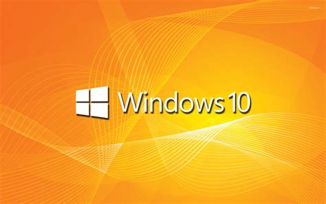 Windows 10 White Text Logo On Orange Waves Wallpaper Computer