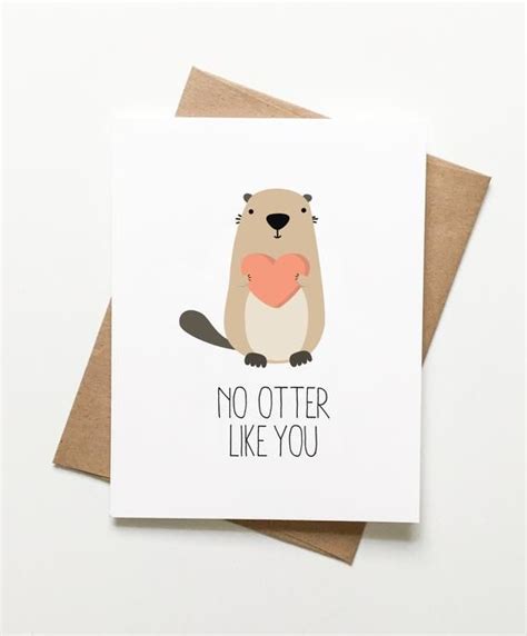 no otter like you card etsy friend valentine card punny valentines punny cards