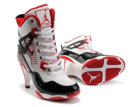 Women Air Jordans High Heels 4 White Black Red Nike Heels Nike High