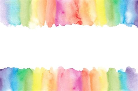 Watercolor Rainbow Border Painted Rainbow Background Premium Vector