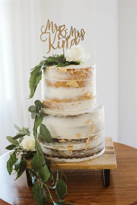 Semi Naked Wedding Cake With Gold Leaf And Flowers My Xxx Hot Girl