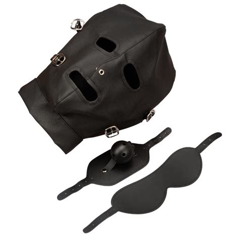 Leather Hood Mask With Removable Goggles Mouth Gag Slave Head Bondage Gear Sex Product For Adult
