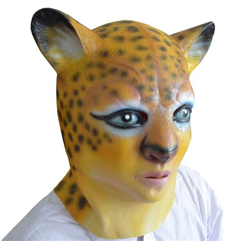 Yellow Leopard Masks Animal Cosplay Latex Party Mask Halloween Costume