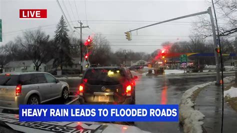 heavy rain melting snow causing flooding on area roadways youtube
