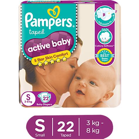 Buy Pampers Active Baby Diapers Small 3 8 Kg 22 Pcs Online At Best