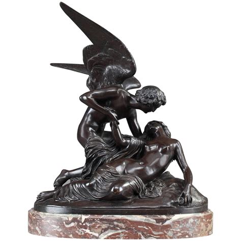 Bronze Group After Antonio Canova Psyche Revived By Cupids Kiss At