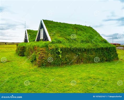 Traditional Rural Icelandic Turf Covered House Stock Image Image Of