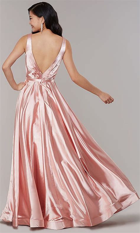 Formal Long Satin Prom Dress In Blush Pink Liquid Satin Dress