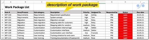 Use This Work Package Template To Track Big Stuff In Excel