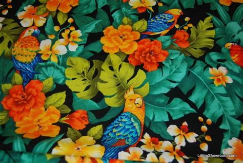 L64 Parrot Garden Colorful Flowers Leaves Blooming Jungle Rainforest
