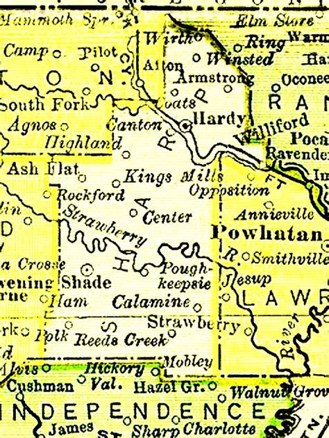 Sharp Co Ar 1895 Map Smithville Oconee Rockford Ancestry Arkansas