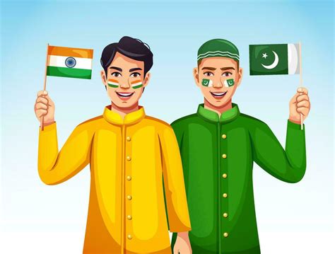 Pakistan And India Young People Show Unity By Holding Indian Flags In