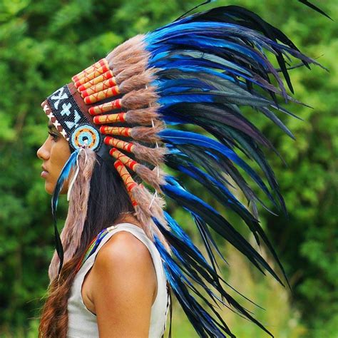 Royal Blue Native American Headdress 75cm Indian Headdress Novum