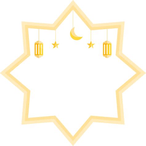 Gambar Bingkai Emas Islamik Dengan Bintang Dan Bulan Tanglung Rangka