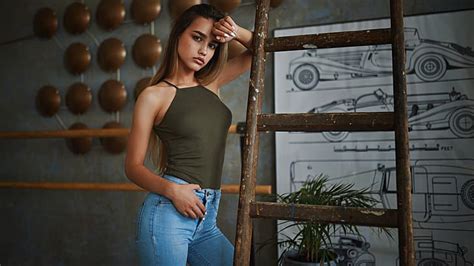 5120x2880px Free Download Hd Wallpaper Look Girl Pose Jeans Sergey Fat Anastasia Lis