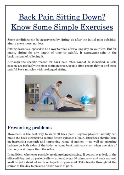 Ppt Back Pain Sitting Down Know Some Simple Exercises Powerpoint