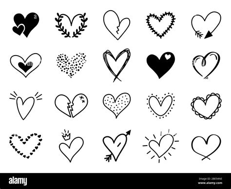 Doodle Love Heart Loving Cute Hand Drawn Sketched Hearts Doodle