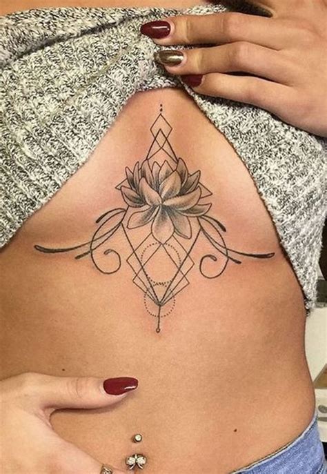 Unique Sternum Tattoo Ideas For Women Tribal Boho Geometric Lotus