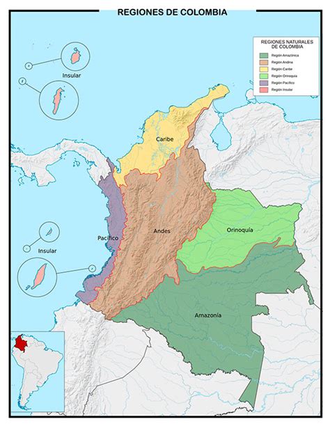 Mapa De Colombia Regiones Departamentos Ciudades Capitales Islas