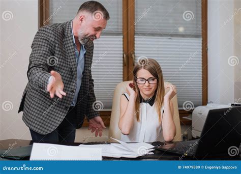 Boss Is Angry Of Employee Office Worker Made A Mistake Stock Image