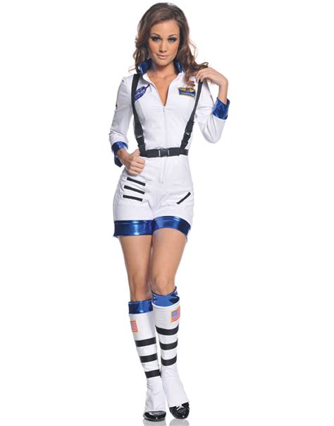Womens Rocket Sexy Astronaut Space Girl Romper Adult Halloween Costume