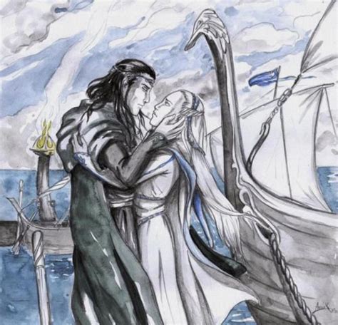 The Farewell Of Lord Elrond And Lady Celebrian Middle Earth Art