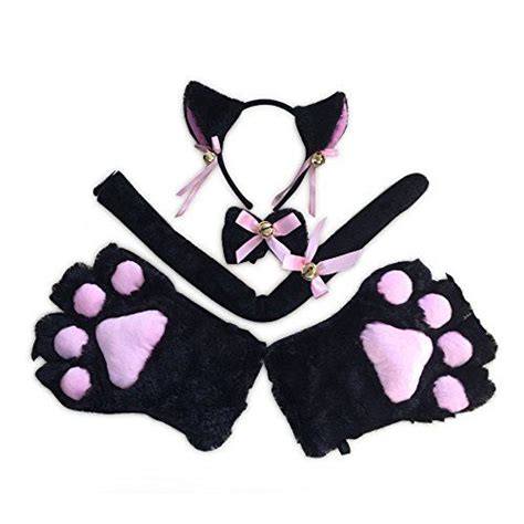 Cat Role Play Costume Kitten Tail Ear Collar Claw Glove Anime Gothic Suit Paw Gloves Cat