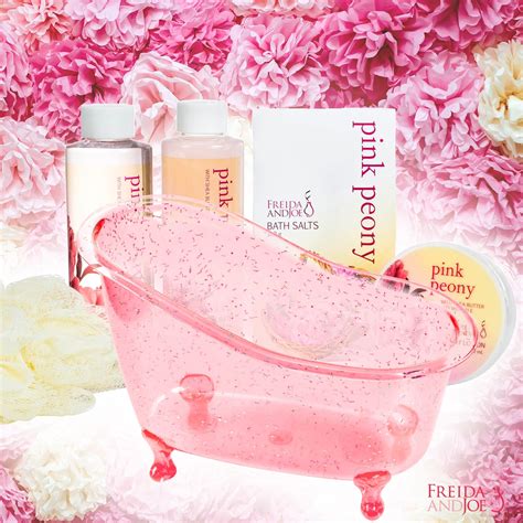 Pink Peony Tub Spa Basket Shower Gel Bubble Bath Body Lotion Bath