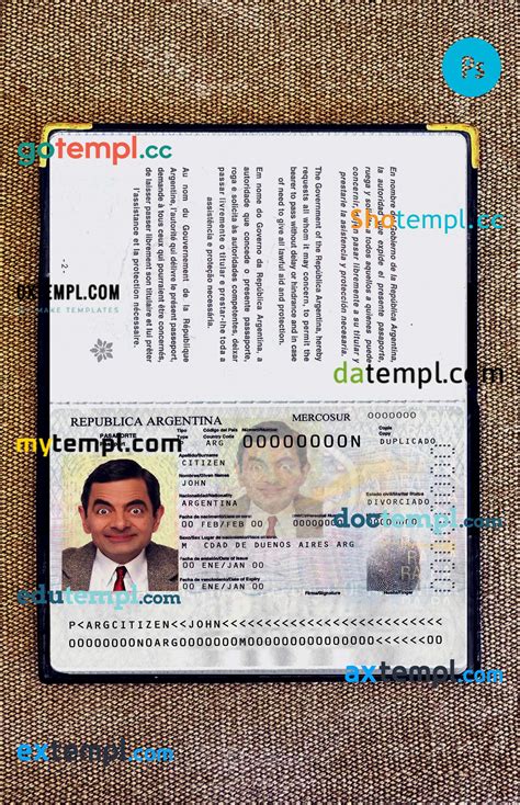 Argentina Passport Editable Psd Files Scan And Photo Taken Image 2 In 1 2012 Present