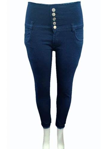 Skinny Ladies Dark Blue Denim Jeans Button And Zipper High Rise At Rs 300 Piece In New Delhi