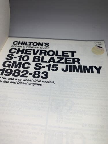 Chilton Chevrolet Chevy S 10 Blazer Gmc S 15 Jimmy 1982 83 Repair Tune
