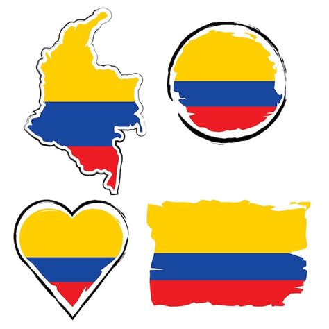 Premium Vector Flag And Map Of Colombia Set Icon