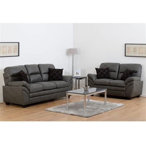 This contemporary leather sofa has modern flair with a deep seat and perfect pitch, yet doesn't skimp on comfort. Capri 3+2 Suite Grey Leather | Grey Leather Sofa Set ...
