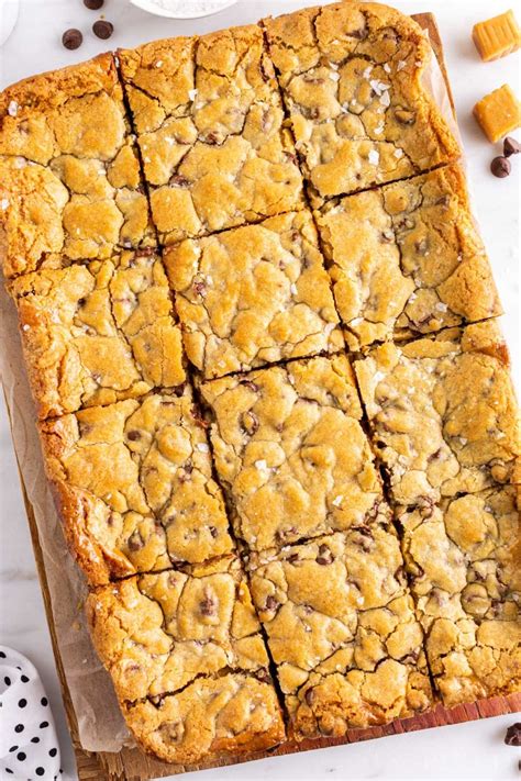 Salted Caramel Chocolate Chip Cookie Bars Girl Inspired