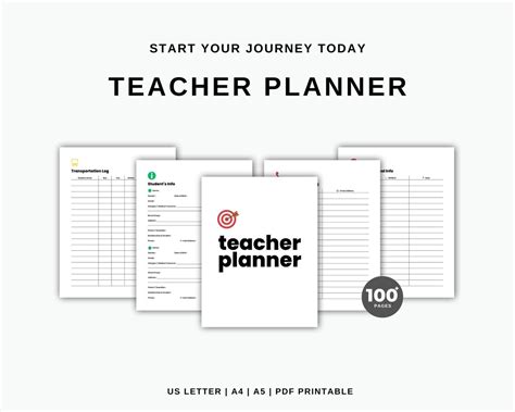 Teacher Planner Printable School Planner Academic Planner Etsy