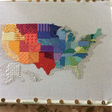 United States Map Needlepoint Possibly Gail Sirna Design Needlepoint