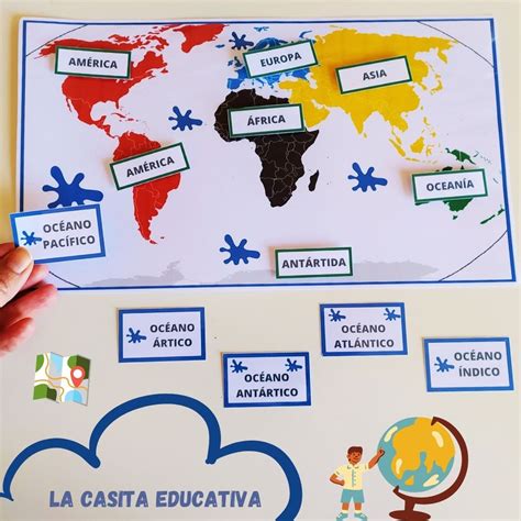 Mapa Del Mundo Continentes Y Océanos La Casita Educativa