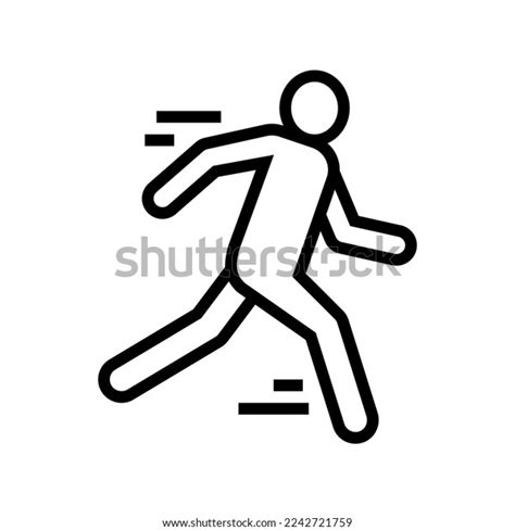 Run Man Silhouette Line Icon Vector Stock Vector Royalty Free