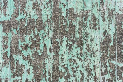 Old Peeling Paint On Galvanized Metal Sheet Background Texture Stock
