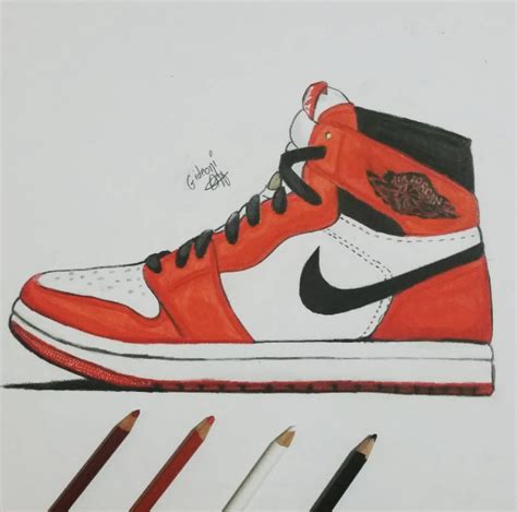 Air Jordan 1 Retro Chicago Colored Pencil Drawing By Me 2015 Nike