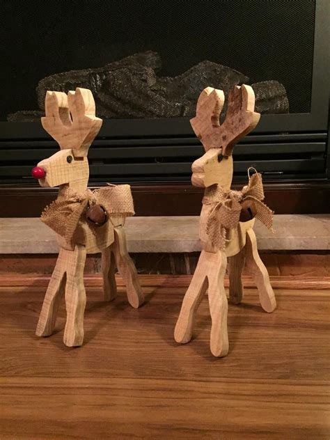 Wooden Reindeer Reindeer Christmas Decor Holiday Decor Etsy Christmas Wood Crafts Christmas