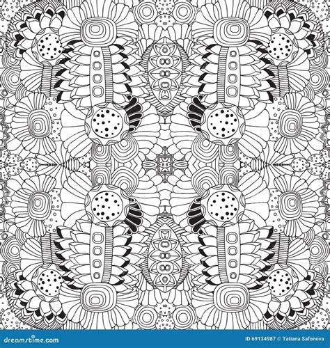 Stock Seamless Doodle Black And White Floral Pattern Ori Stock