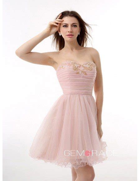 A Line Sweetheart Short Tulle Prom Dress With Beading Yh0056 127